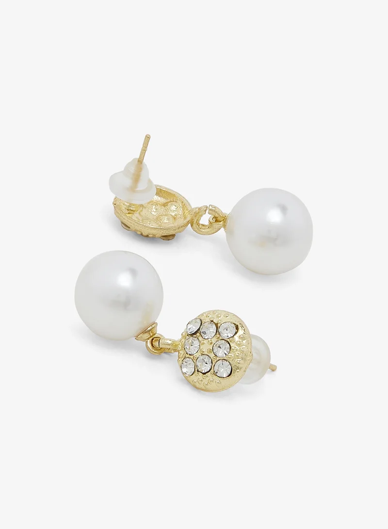ELLA Pearl Detail Gold Accent Drop Down Earring