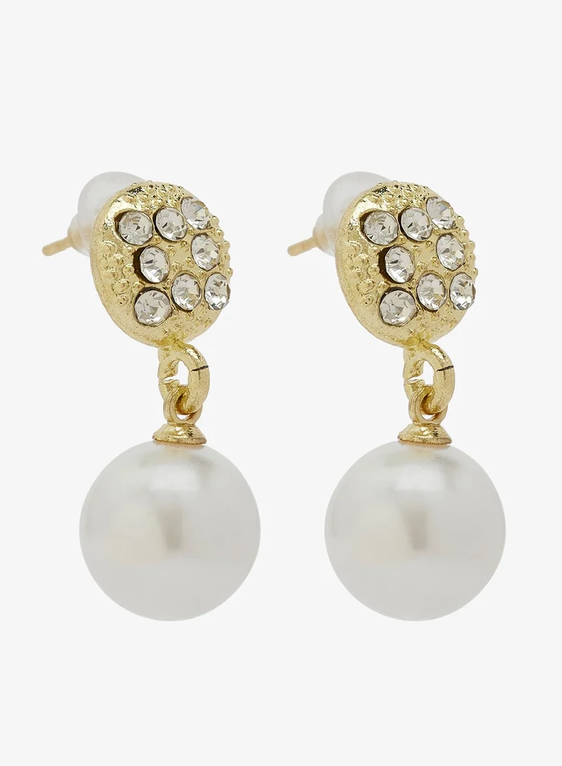 ELLA Pearl Detail Gold Accent Drop Down Earring