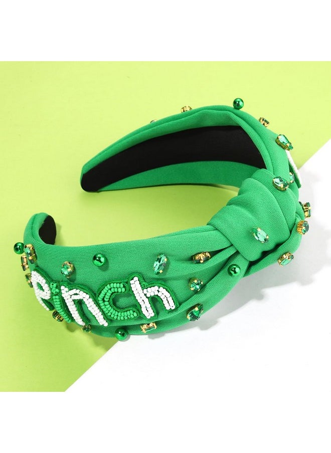Boderier boderier St.patricks Day Headband Beaded PINCH PROOF Shamrock Headband Jeweled Crystal Knotted Holiday Party Hairband Headwear Hair Accessories  - Image 3