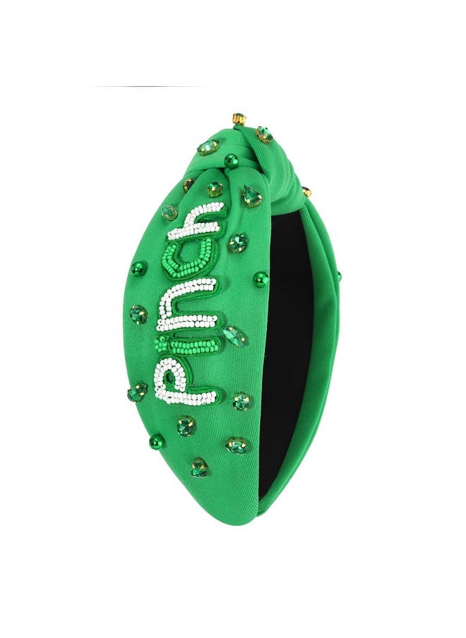 Boderier boderier St.patricks Day Headband Beaded PINCH PROOF Shamrock Headband Jeweled Crystal Knotted Holiday Party Hairband Headwear Hair Accessories  - Image 5