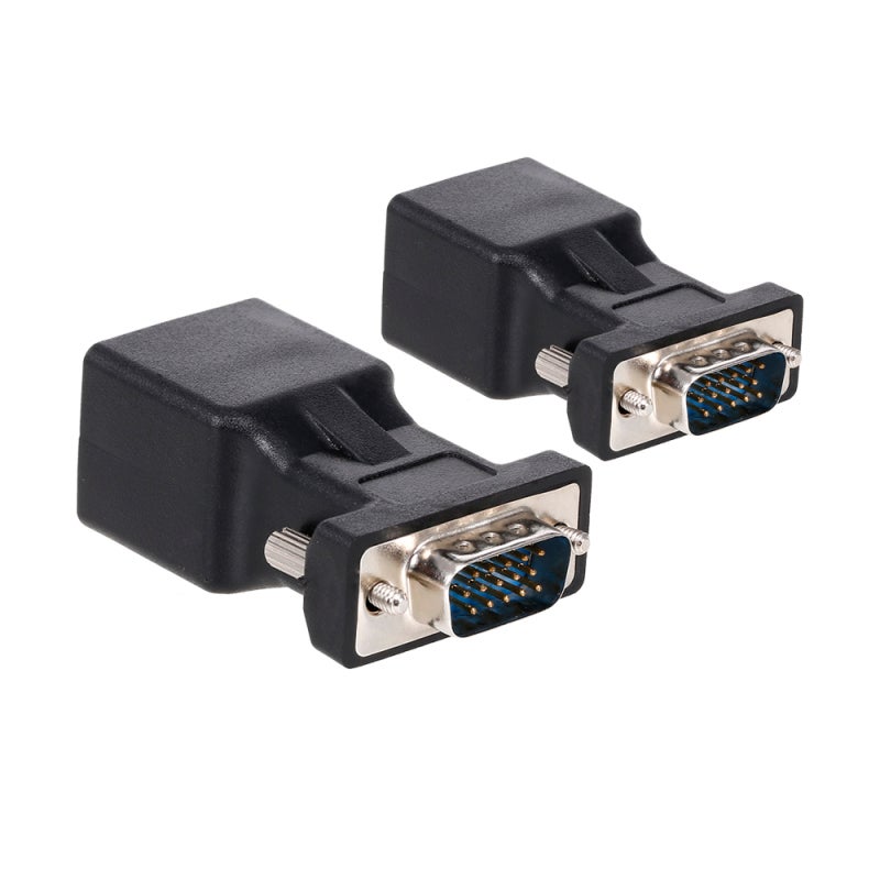 VGA To RJ45 Adapter: Black Plug And Play Converter With Nickel-Plated Interfaces - 20M Signal Extension High-Quality ABS Jack Adapter For Computer Monitor Projector TV - Image 1
