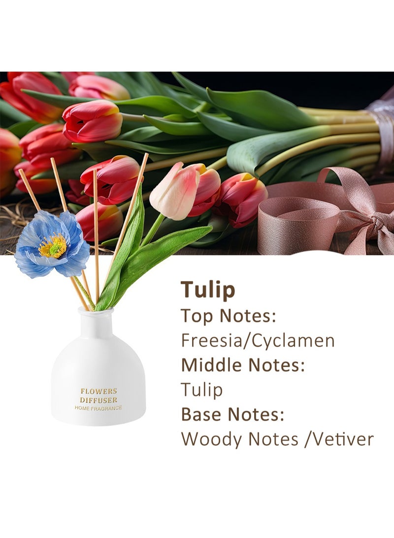 Reed Diffuser, Luxurious Scented Oil Diffuser, Artificial Flowers Home Perfume for Home Office Décor, 150ml (Tulip) - Image 2