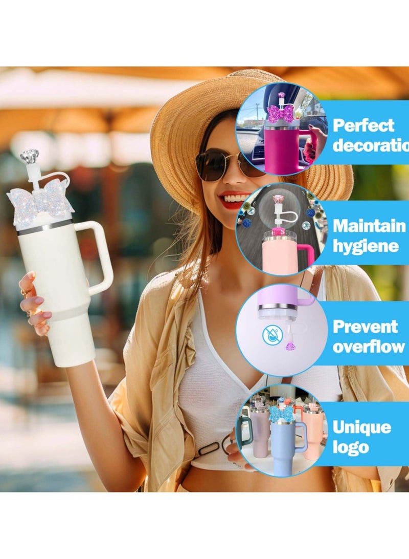 6pcs Bow Ties and Diamond Straw Topper for Stanley Cup, Straw Cover for Stanley Cup 40/30/20 Oz Accessories, Reusable Straw Toppers for Simple Modern Tumblers Cup - Image 5