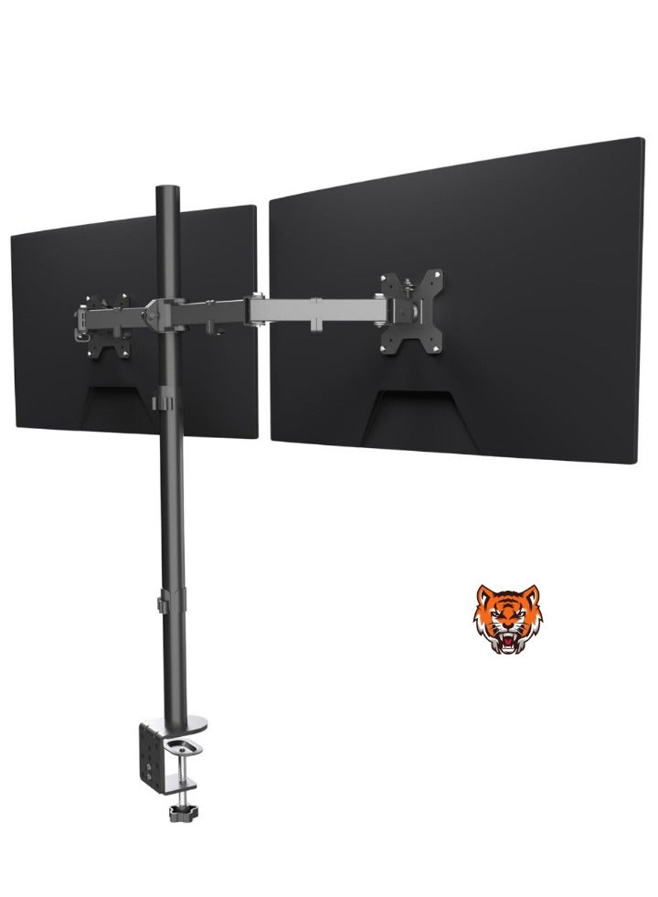 TIGER Dual LED LCD Monitor Stand – Extra Tall 31.5" Pole Desk Mount, Heavy Duty Fully Adjustable Stand for 2 Screens up to 27 Inch - Image 1