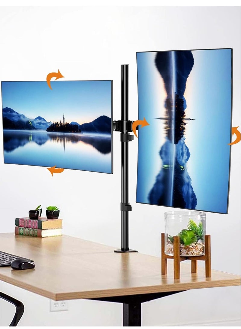 TIGER Dual LED LCD Monitor Stand – Extra Tall 31.5" Pole Desk Mount, Heavy Duty Fully Adjustable Stand for 2 Screens up to 27 Inch - Image 4