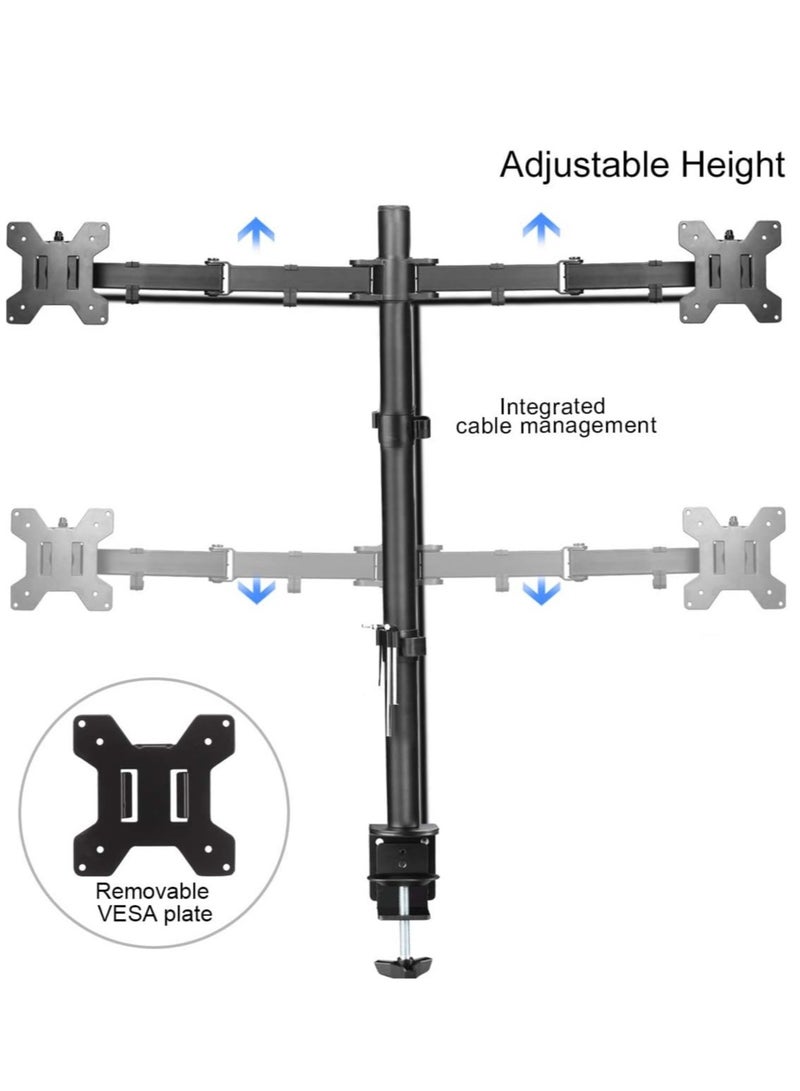 TIGER Dual LED LCD Monitor Stand – Extra Tall 31.5" Pole Desk Mount, Heavy Duty Fully Adjustable Stand for 2 Screens up to 27 Inch - Image 5