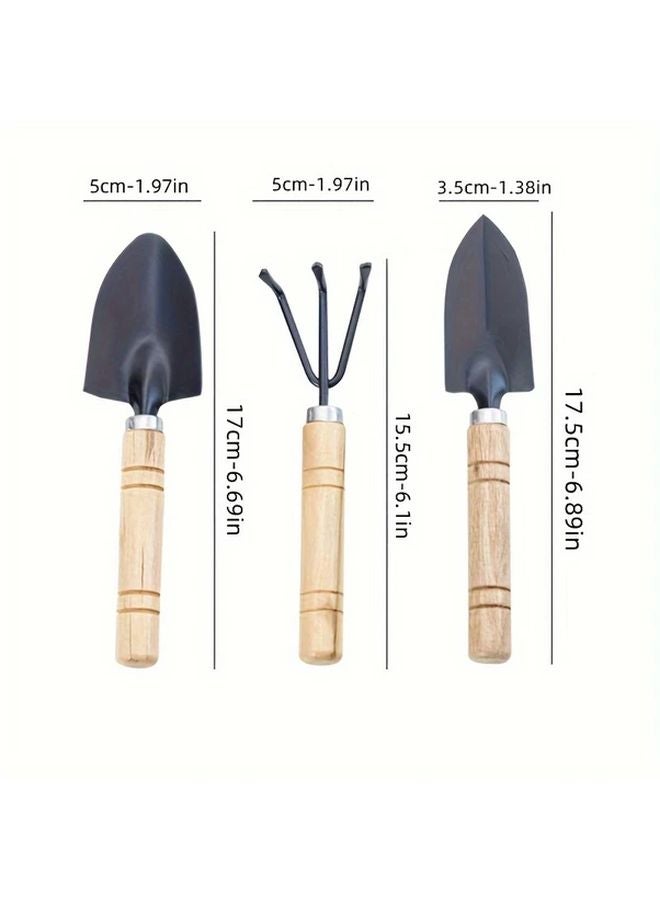 3 قطع من مجموعة أدوات البستنة المصنوعة من المعدن المتين والمعادن والخشب، مجرفة صغيرة ومشط صغير - Image 5