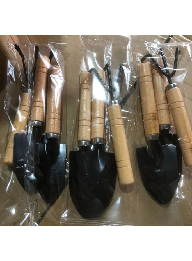 3 قطع من مجموعة أدوات البستنة المصنوعة من المعدن المتين والمعادن والخشب، مجرفة صغيرة ومشط صغير - Image 3