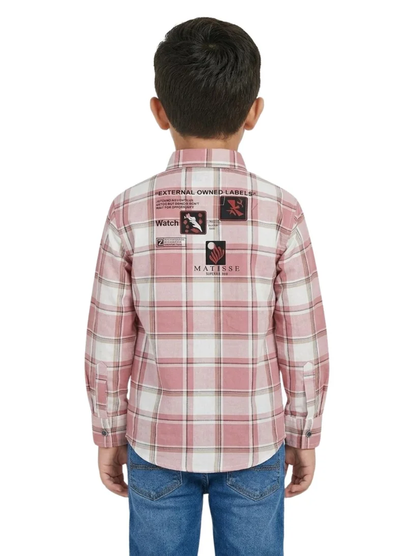 بيبي كلو Boys Pink Checkered Long Sleeve Shirt