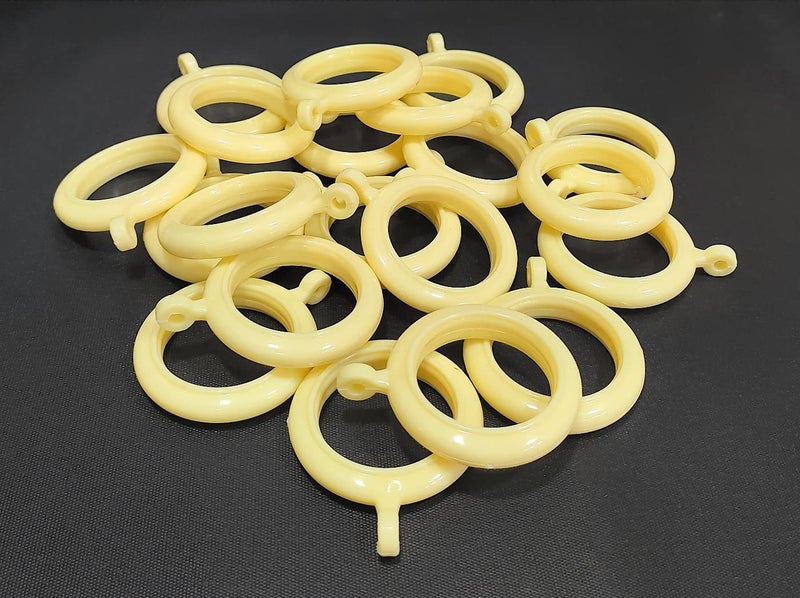 FAPBADRI Heavy Quality Plastic Curtain Rings, Standard Size for Any 1 inch Curtain Rod/Pipe, Provision to Insert a Hook at The end of The Ring, Colour Ivory, 50 Pieces - Image 1