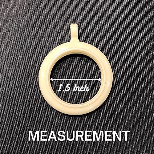 FAPBADRI Heavy Quality Plastic Curtain Rings, Standard Size for Any 1 inch Curtain Rod/Pipe, Provision to Insert a Hook at The end of The Ring, Colour Ivory, 50 Pieces - Image 2