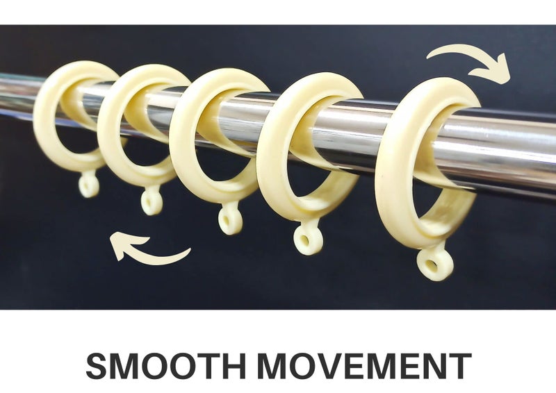 FAPBADRI Heavy Quality Plastic Curtain Rings, Standard Size for Any 1 inch Curtain Rod/Pipe, Provision to Insert a Hook at The end of The Ring, Colour Ivory, 50 Pieces - Image 3