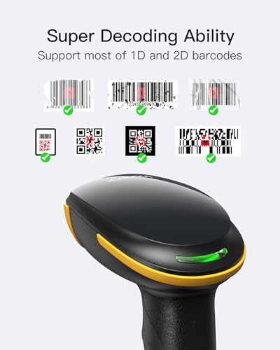 Inateck Bluetooth Barcode Scanner 1D 2D QR Code Scanner Wireless with 24G Bluetooth and USB 3in1 2600mAh Battery Includes APP and SDK Support Screen Scanning BCST23 Black - Image 3