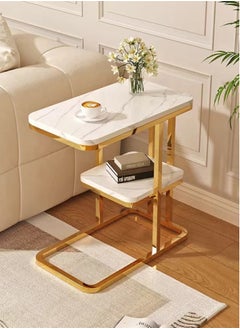 Kutis 1-Piece Side Table C Shaped End Table for Couch Sofa and Bed Large Desktop C Table for Living Room Bedroom Bedside Density Board/Steel 50x30x58 cm  - Image 1
