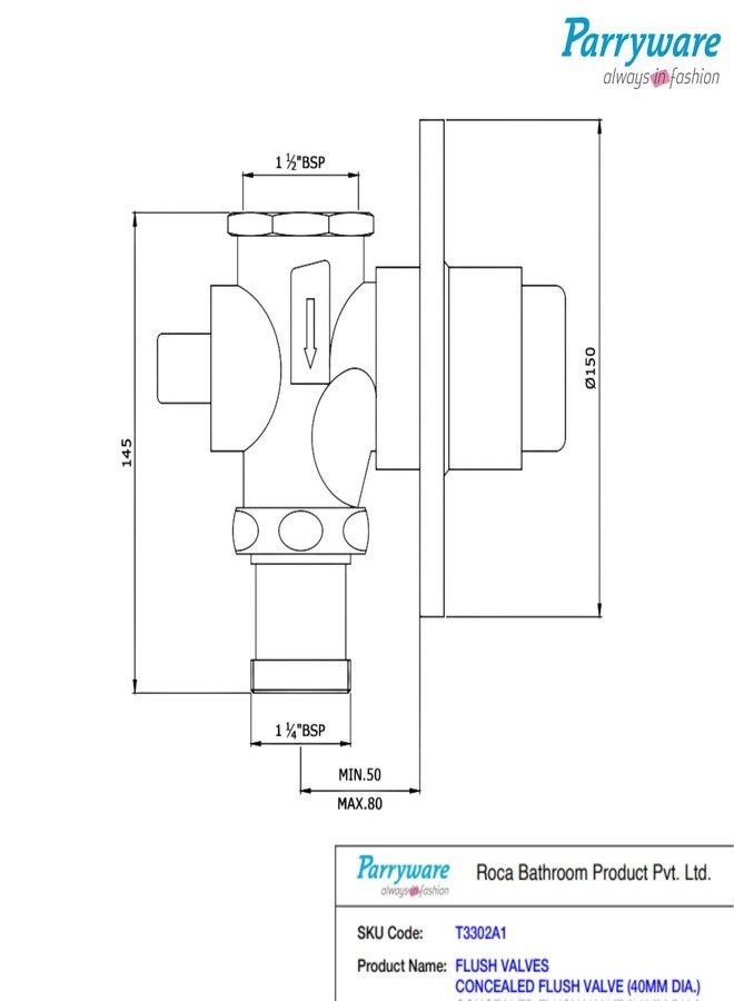 Parryware Concealed Flush Valve - Image 3