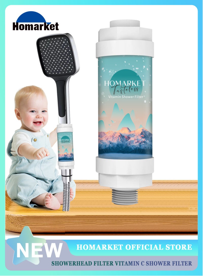 HomarKet Shower Head Filter - Vitamin C Shower Infuser ,Hard Water Softener, Chlorine & Fluoride Shower Filter, Water Purifying Filtered Shower Head with Beads, Helps Dry Skin & Hair Loss (For Mother and Baby)  - Image 1