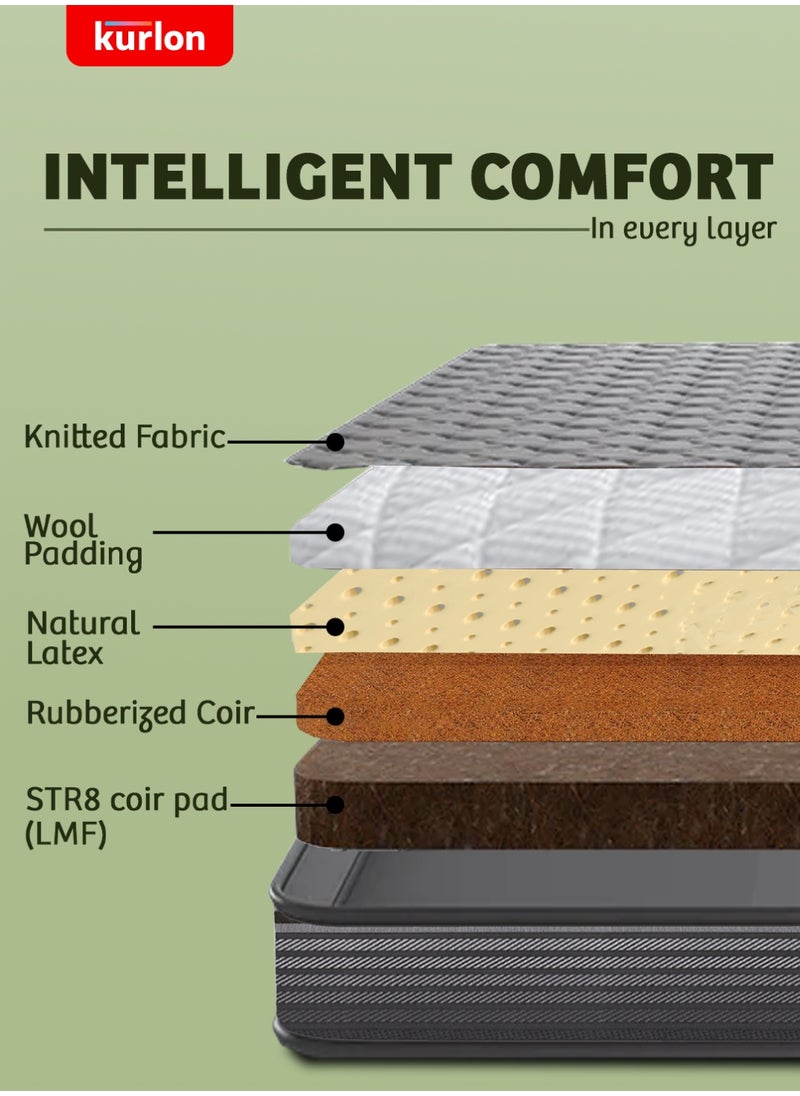 Kurlon - Kurlon Ecolux Mattress | 3-Zone Natural latex Mattress | Medium-to-Firm Support | Rubberized Coir | Firm Support for the back| Queen Size Mattress | 200Lx160Wx25H Cms - Image 1