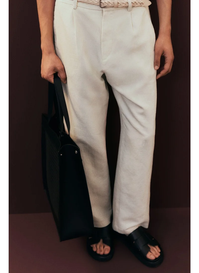 اتش اند ام Relaxed Fit linen-blend trousers