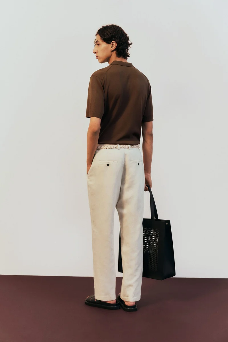 اتش اند ام Relaxed Fit linen-blend trousers