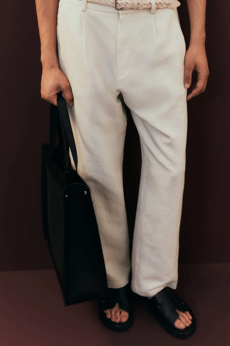 اتش اند ام Relaxed Fit linen-blend trousers