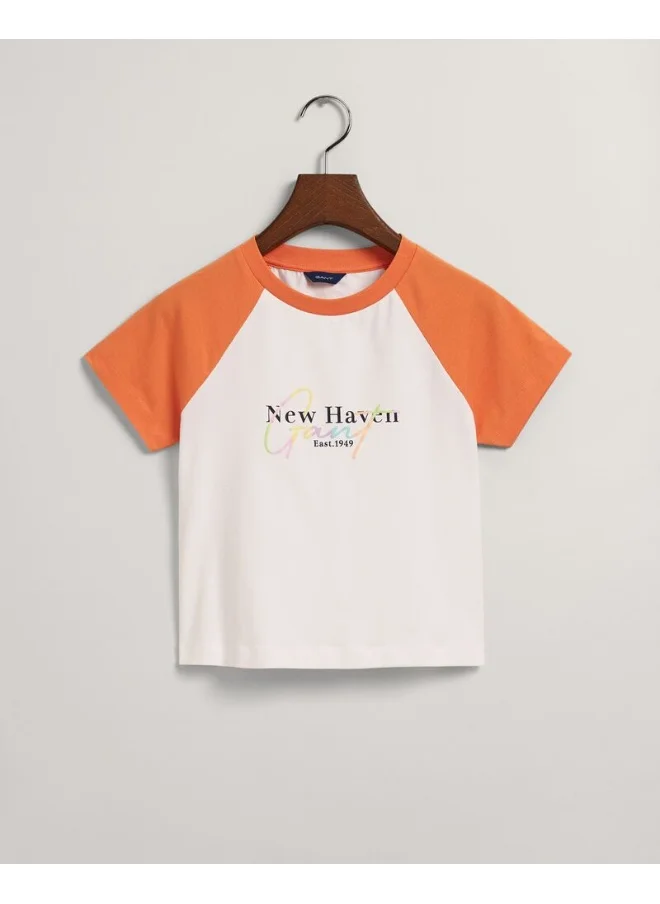 غانت Gant Teen Girls Cropped Contrast T-Shirt