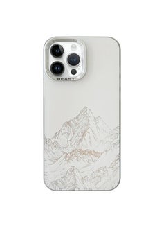 For iPhone 13 Pro 2 in 1 Aurora Electroplating Frame Phone Case(Snowy Mountains White)