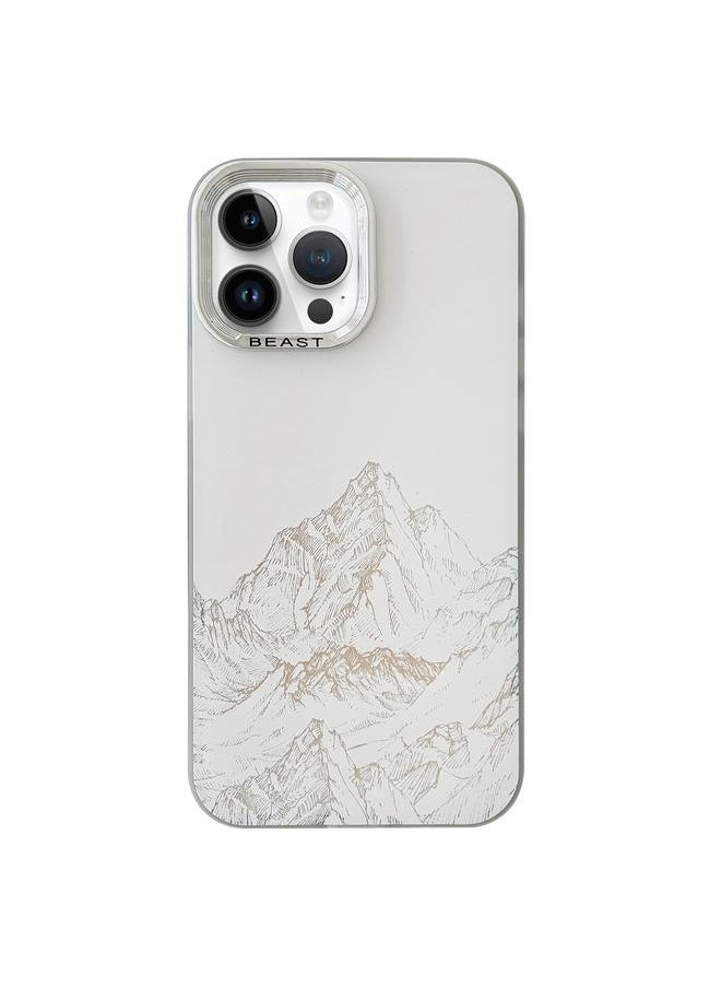 erorex - For iPhone 13 Pro 2 in 1 Aurora Electroplating Frame Phone Case(Snowy Mountains White) - Image 1