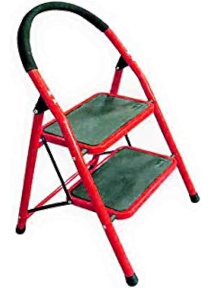 2 Steps Ladder – Red Folding Household Ladder with 150 kg Load Capacity – Compact & Lightweight for Home and Garden Use
