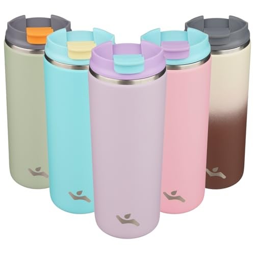 Konokyo Tumbler with Lid 16 oz Travel Coffee Mug Double Wall Vacuum Stainless Steel Thermal Metal Cup Insulated Water BottleLavender - Image 1