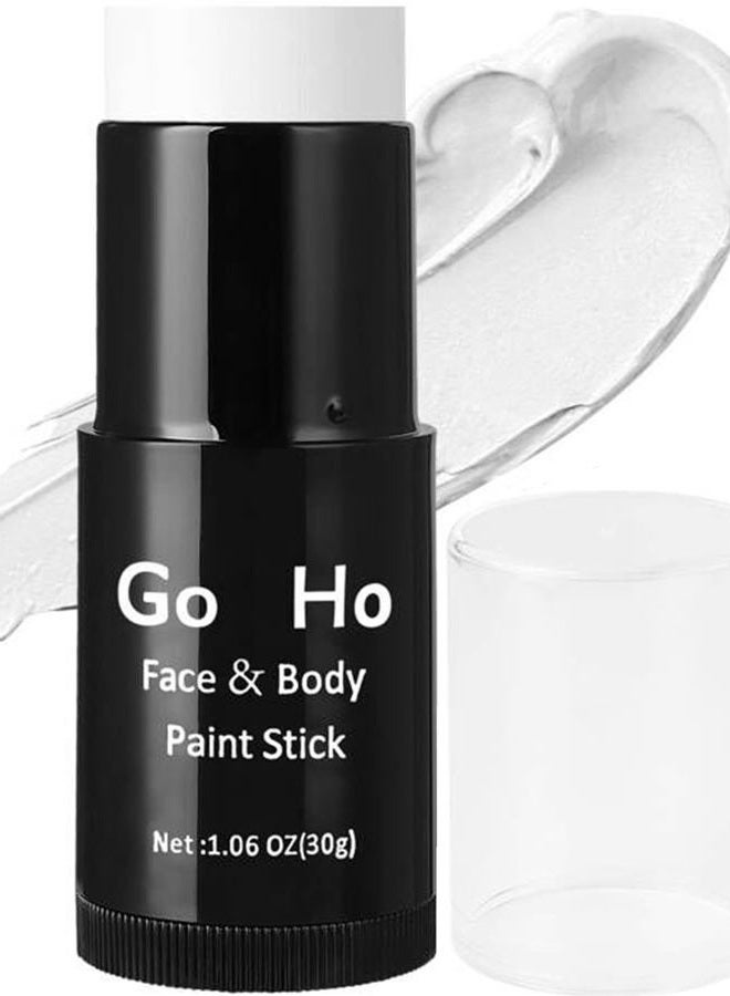 Go Ho Cream-Blendable Clown White Face Paint Stick,Full-coverage Waterproof White Body Paint for Halloween Cosplay Jokester Zombie Vampire Skeleton Clown SFX Makeup,White Eye Black Stick - Image 1