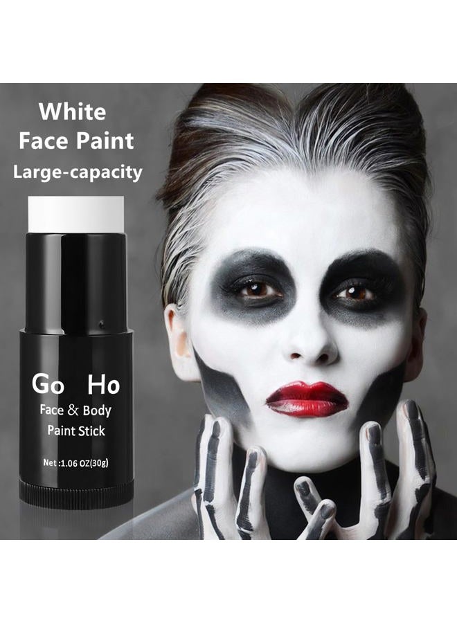 Go Ho Cream-Blendable Clown White Face Paint Stick,Full-coverage Waterproof White Body Paint for Halloween Cosplay Jokester Zombie Vampire Skeleton Clown SFX Makeup,White Eye Black Stick - Image 3