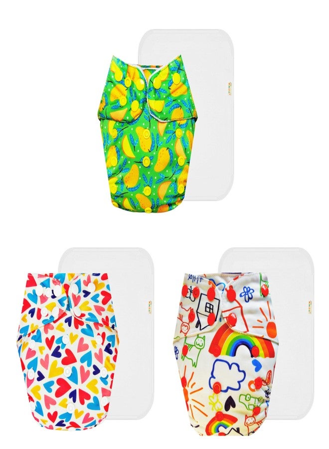 Dumbledo Premium Cloth Diaper with Cotton Insert (Pack of 3) | Dry Feel and Comfortable | 6-Layer Absorbent Pad | Quick Dry | Trusted by Moms | 3 Months - 3 Years | Unisex Baby - Image 1