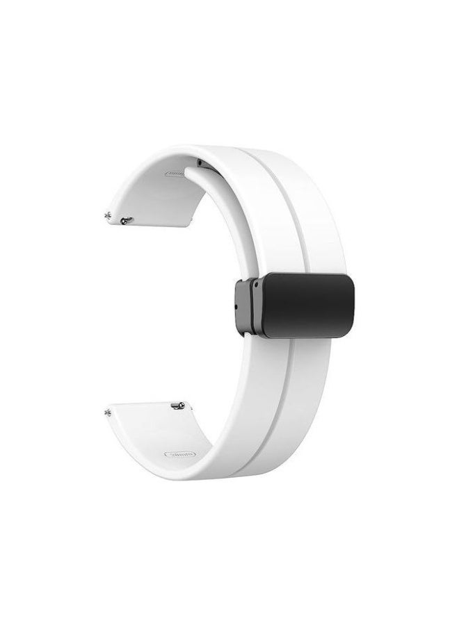22mm Silicone Strap With Magnetic Folding Buckle For  Smart watch itel Storm Plus (ISW-O15) - White - Image 1