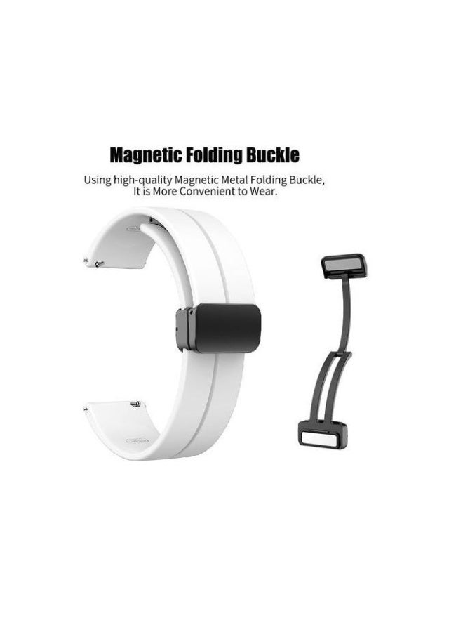 22mm Silicone Strap With Magnetic Folding Buckle For  Smart watch itel Storm Plus (ISW-O15) - White - Image 2