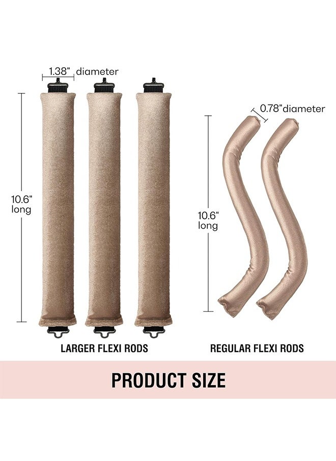 HY 3 PCS Heatless Hair Curler, Rods with Hook, Heatless Curling Rod for All Hair Types, No Heat Curlers to Sleep In, Overnight Heatless Curls for Blowout Hair (khaki)  - Image 3