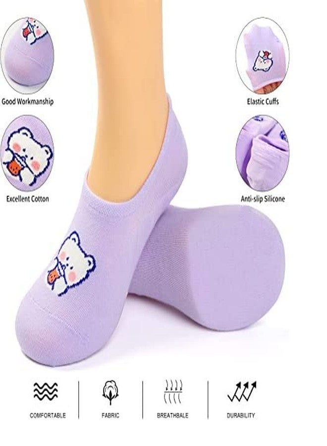 CHACKO Girl's Cute Printed Anti-Slip Cotton Loafer Socks (Multi-Coloured) - Pack of 5 Pairs Free Size - Image 4