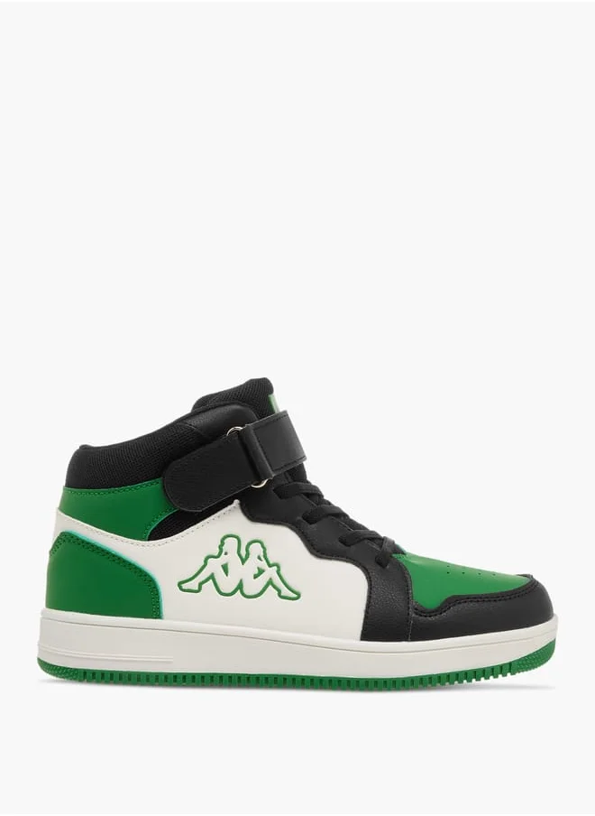 Kappa Boys' Colourblock High Top Sneakers with Hook and Loop Closure