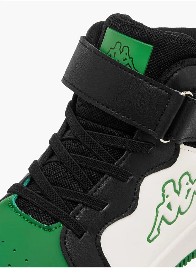 Kappa Boys' Colourblock High Top Sneakers with Hook and Loop Closure