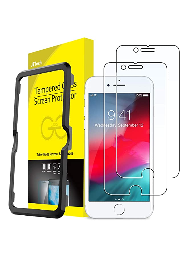 Jetech Screen Protector for iPhone SE 3/2 (2022/2020 Edition), iPhone 8/7/6s/6, 4.7-Inch, Tempered Glass Film with Easy-Installation Tool, 2-Pack - Image 1