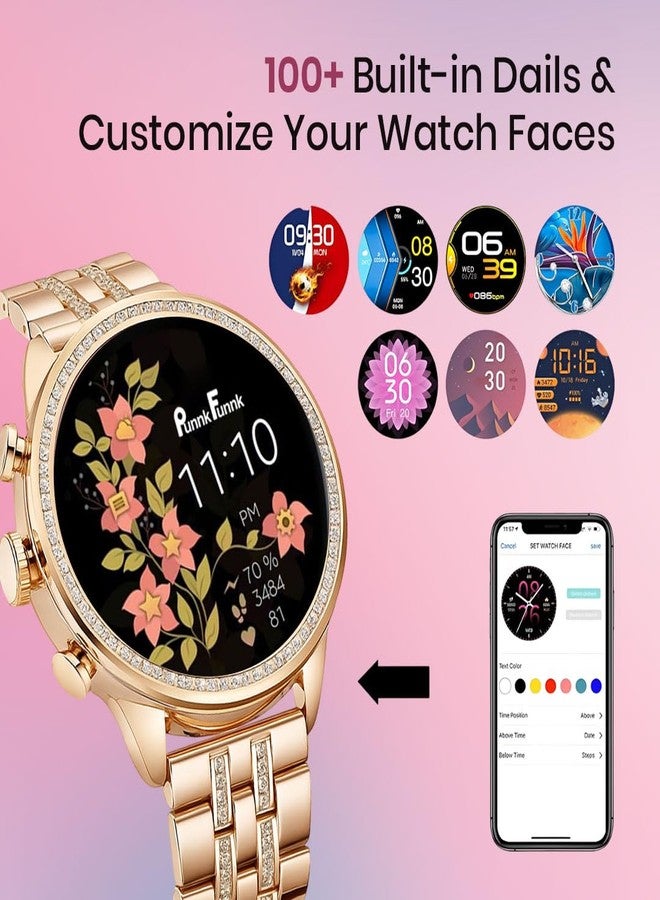 PunnkFunnk Gen 9 Smart Watch with 1 Series | Bluetooth 4.0 +5.0 Dual Mode | 1.6 Inch Display | Aluminium Dial | Silicon Straps | Bluetooth Calling Smartwatch for Women & Girls |(Gold) - Image 5