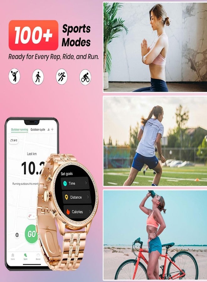 PunnkFunnk Gen 9 Smart Watch with 1 Series | Bluetooth 4.0 +5.0 Dual Mode | 1.6 Inch Display | Aluminium Dial | Silicon Straps | Bluetooth Calling Smartwatch for Women & Girls |(Gold) - Image 2