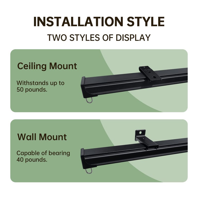 MaKefeile Ceiling Curtain Tracks 9FT,Curtain Track Wall Mount,Ceiling Mounted Sliding Door Curtains Rails Outdoor Extra Long Curtains Rod Room Divider Track for Living Bedroom with Hooks,Black - Image 4