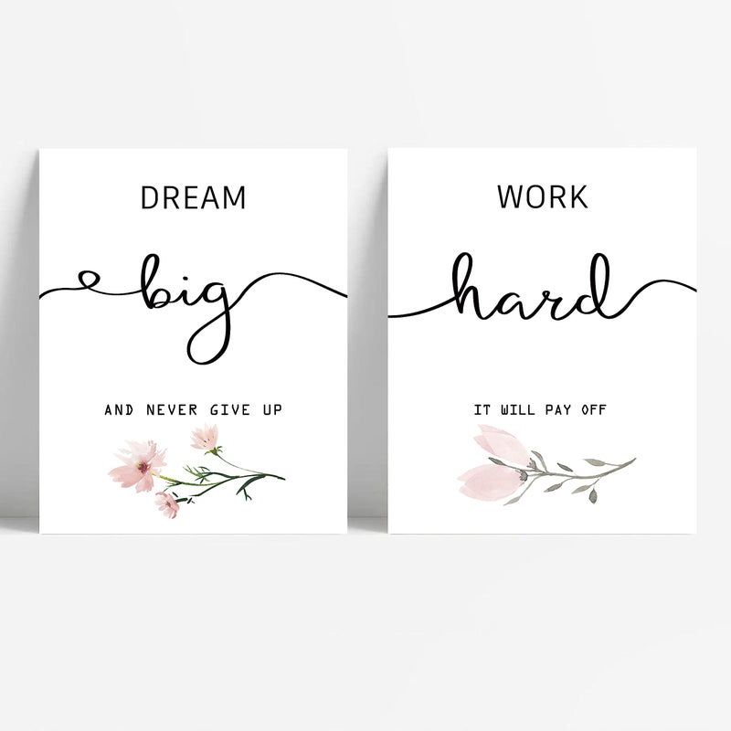 Howwii Inspirational Wall Art for Bedroom  Motivational Office Wall Art Decor  Framed Canvas Wall Art for Women  Girls  Positive Affirmations Quotes Prints  Set of 6PCS  8""x10""  FRAMED - Image 4