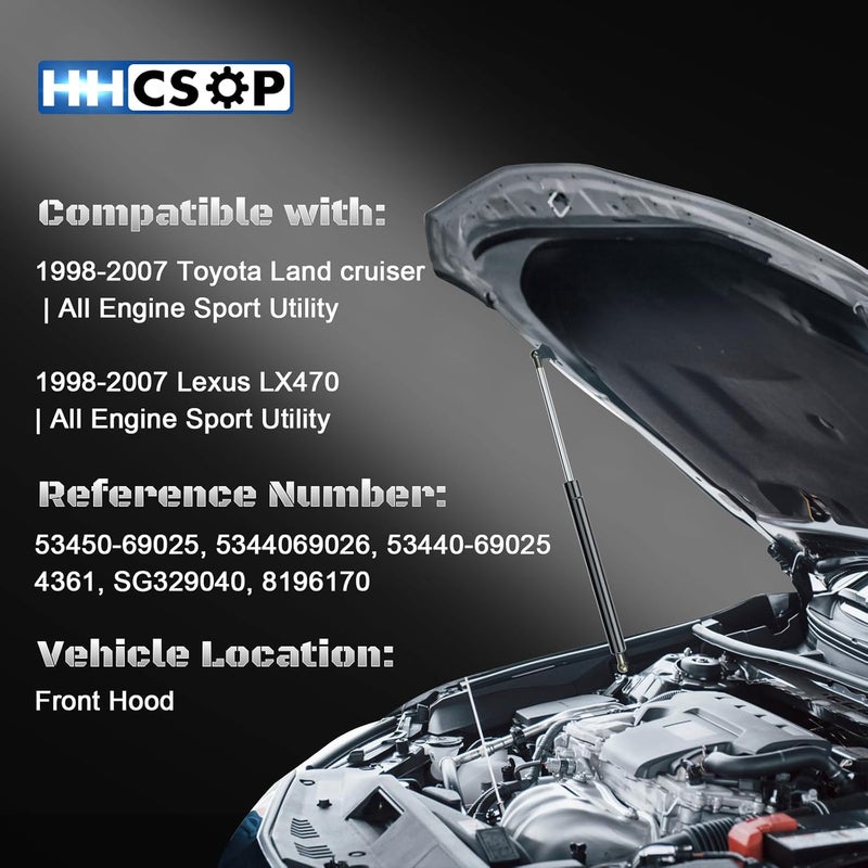 HHCSOP Front Hood Lift Supports for Toyota Land Cruiser & Lexus LX470 - Image 2