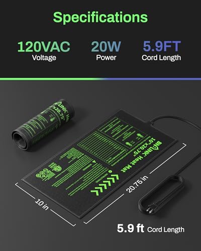 BN-LINK Durable Seedling Heat Mat for Seed Starting 10" x 20.75", 2 Pack Waterproof Warming Mat Plant Heating Pad for Seed Germination, Indoor Growing, Hydroponic, Greenhouse, ETL Listed - Image 5