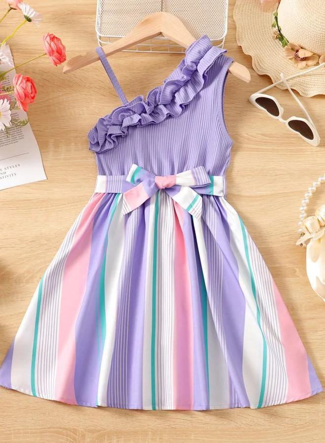 تايك تو Girls Purple Striped Dress