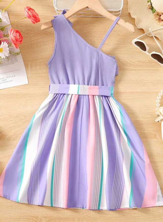 تايك تو Girls Purple Striped Dress