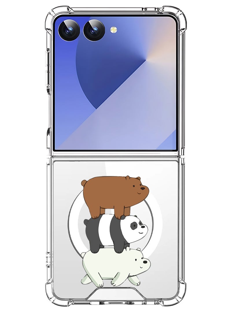 Theodor Magnetic Case for Samsung Galaxy Z Flip 7 Compatible with MagSafe Wireless Charging, Shockproof Phone Bumper Cover Three Panda-01 - Image 1
