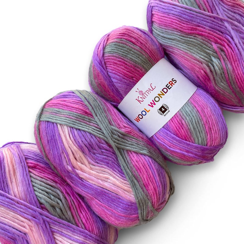 Wool Wonders Yarn for Crocheting 4 Skeins 640Yds400G Free Patterns  Wool Yarn for Knitting  AranHeavy 4 Medium Worsted Weight  Mauve Pink
