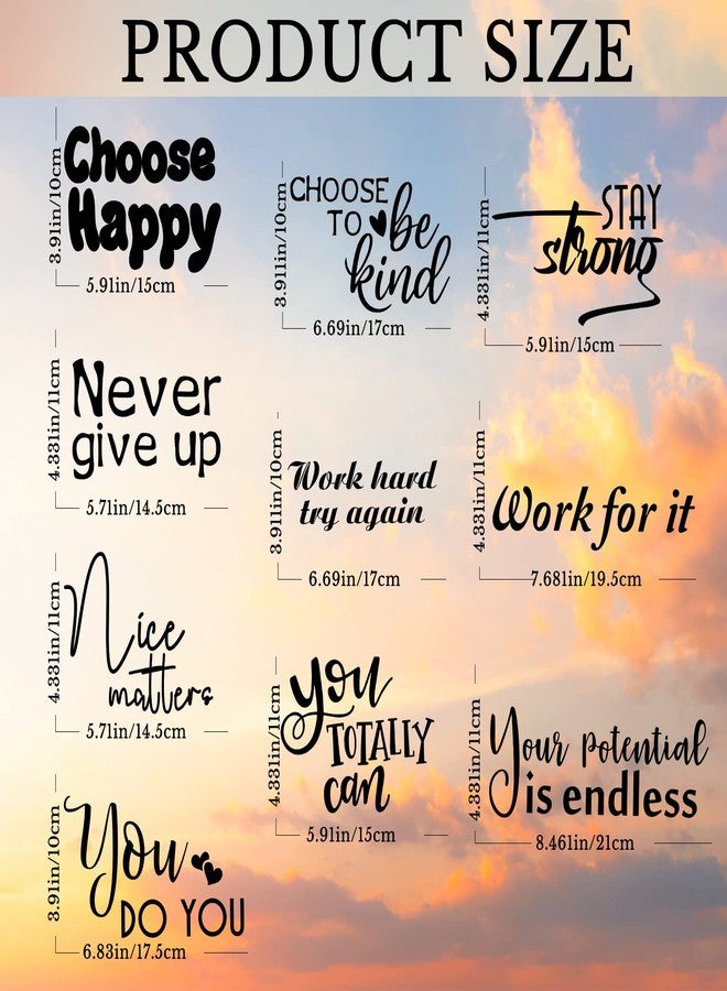 Marspark 10 Pcs Inspirational Wall Decals Peel and Stick Vinyl Positive Quotes Wall Decor Removable Waterproof Motivational Window Stickers for Bedroom Office School Classroom Living Room Bathroom - Image 2